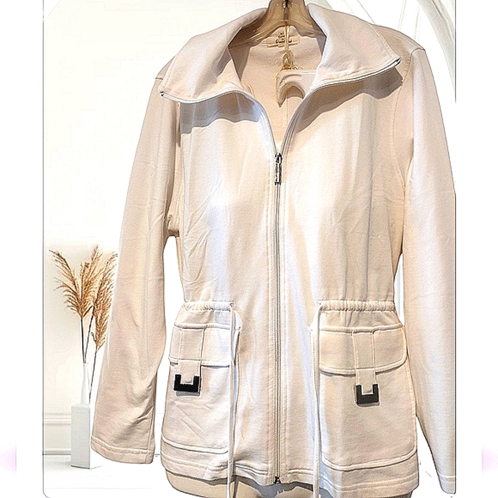 Sz XL Jacket with 2 Silver Tone Metal Accent Functional Front Pockets - Picture 3 of 16